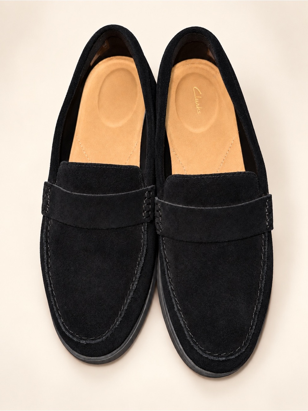 Clarks Black Suede Women's Penny Loafers